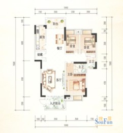 熙岸尚城二期3室2厅1厨2卫建面130.36㎡